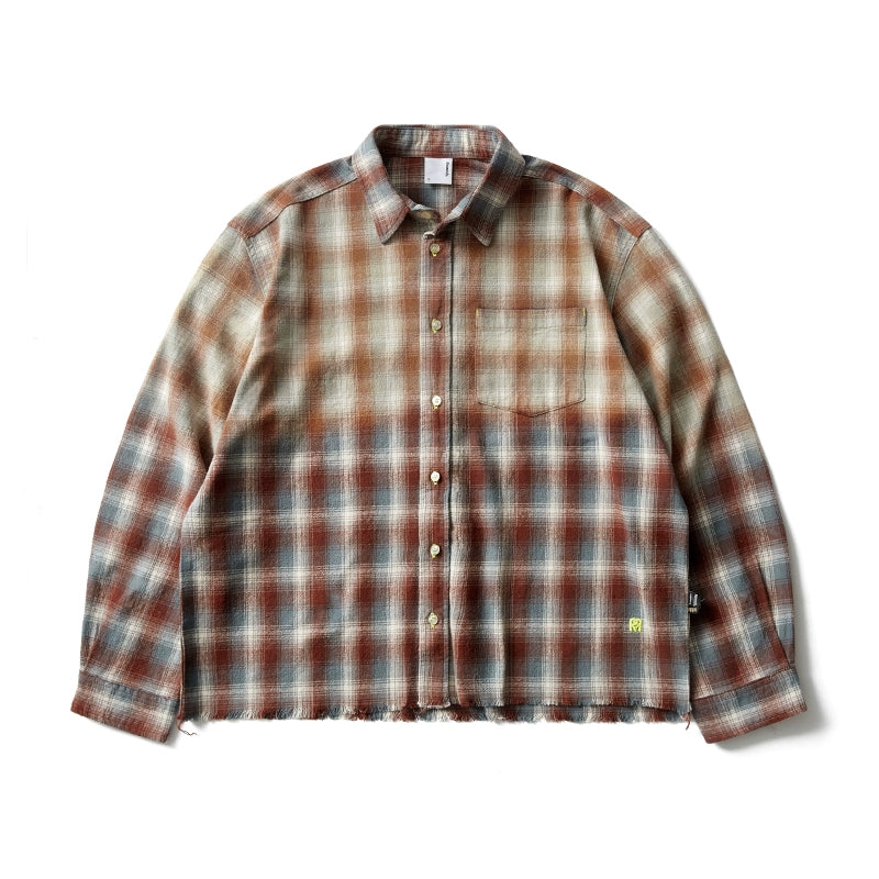 Remedy Gradient Washed Plaid Long Sleeve Shirt | Face 3 Face