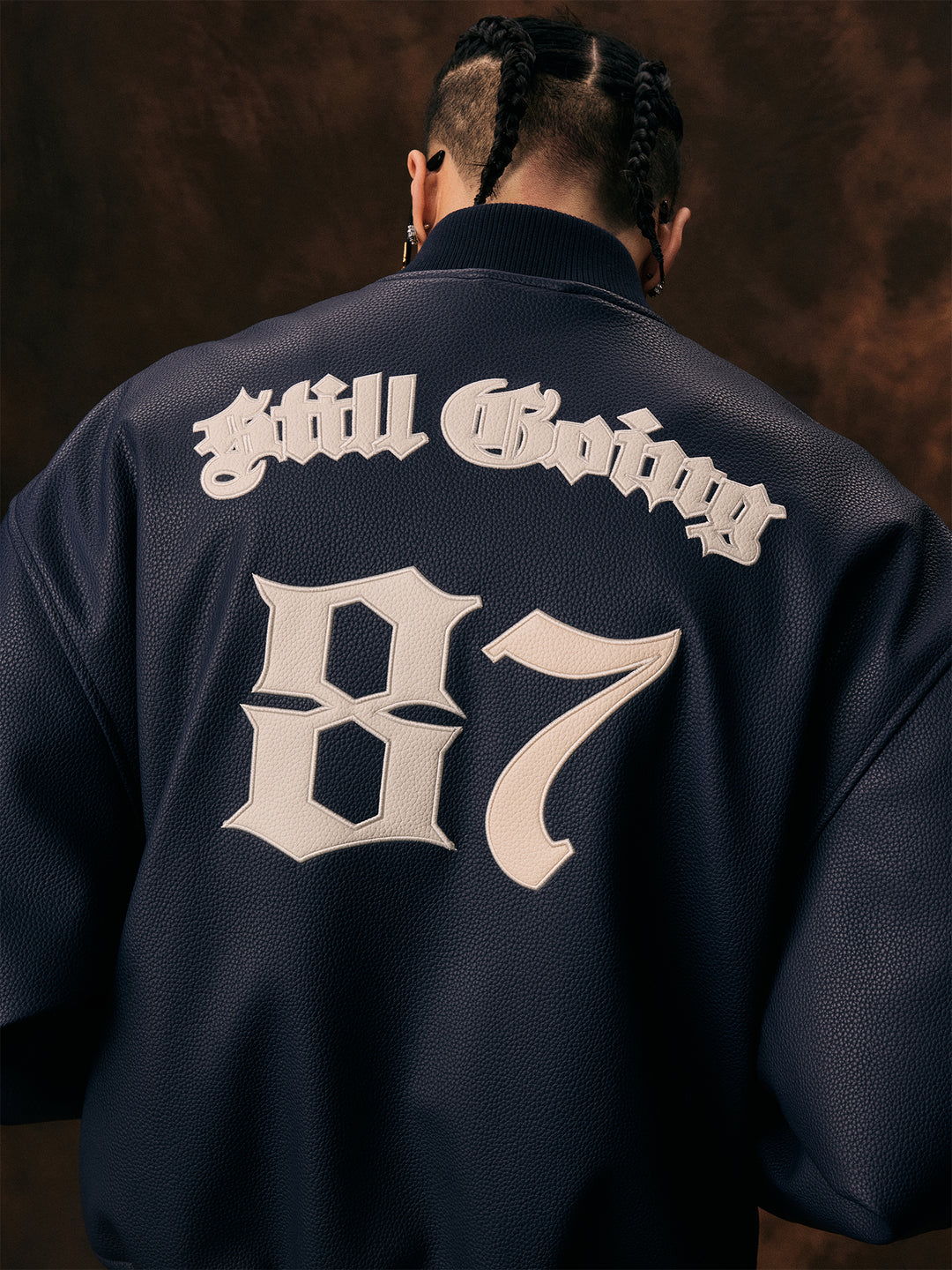 1807 3D Embroidery Quilted  Leather Varsity Jacket | Face 3 Face