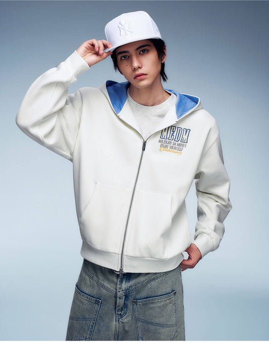 MEDM Contrast Hood Lining Zip Up Hoodie | Face 3 Face