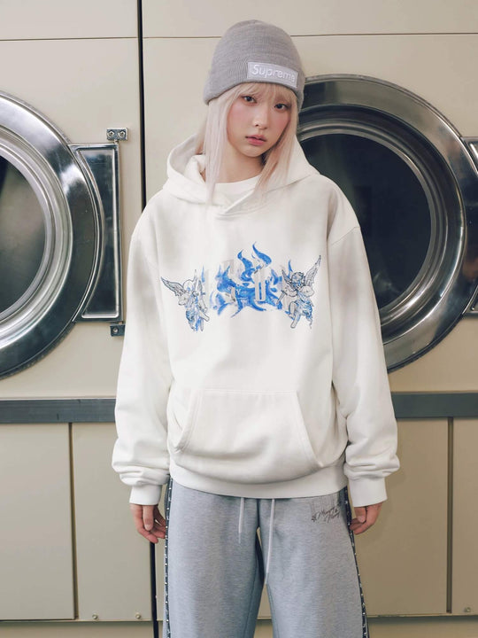 MEDM Skeleton Angel Flame Graffiti Print Hoodie | Face 3 Face