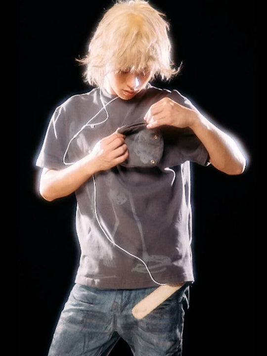 Night Lab Skeleton Print Zip Pocket Tee | Face 3 Face