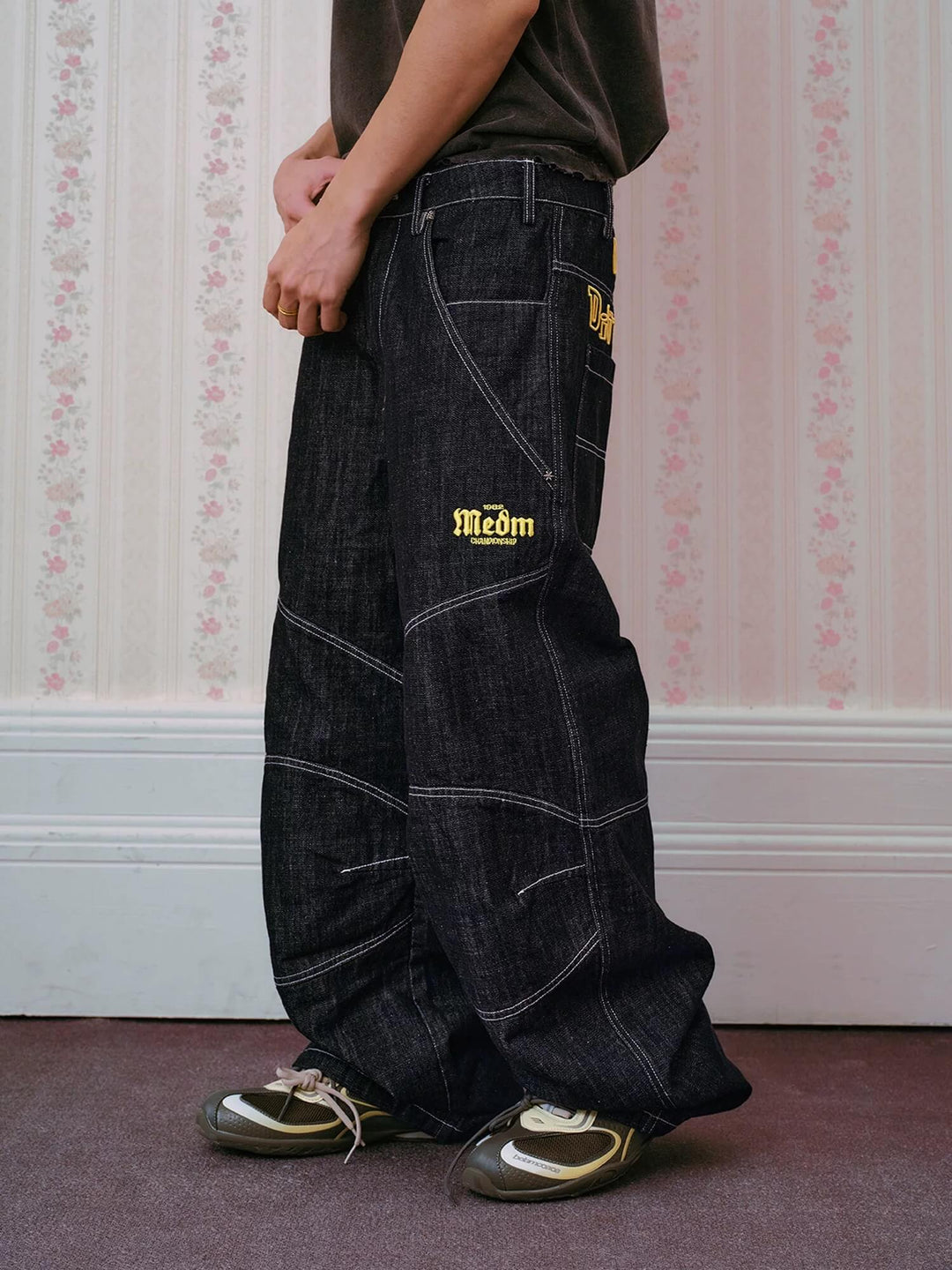 MEDM Reconstructed Contrast Stitch Baggy Jeans | Face 3 Face