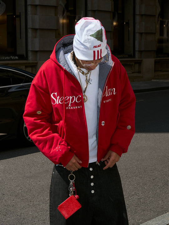 STEEPC Plaid Lined Red Hooded Jacket | Face 3 Face