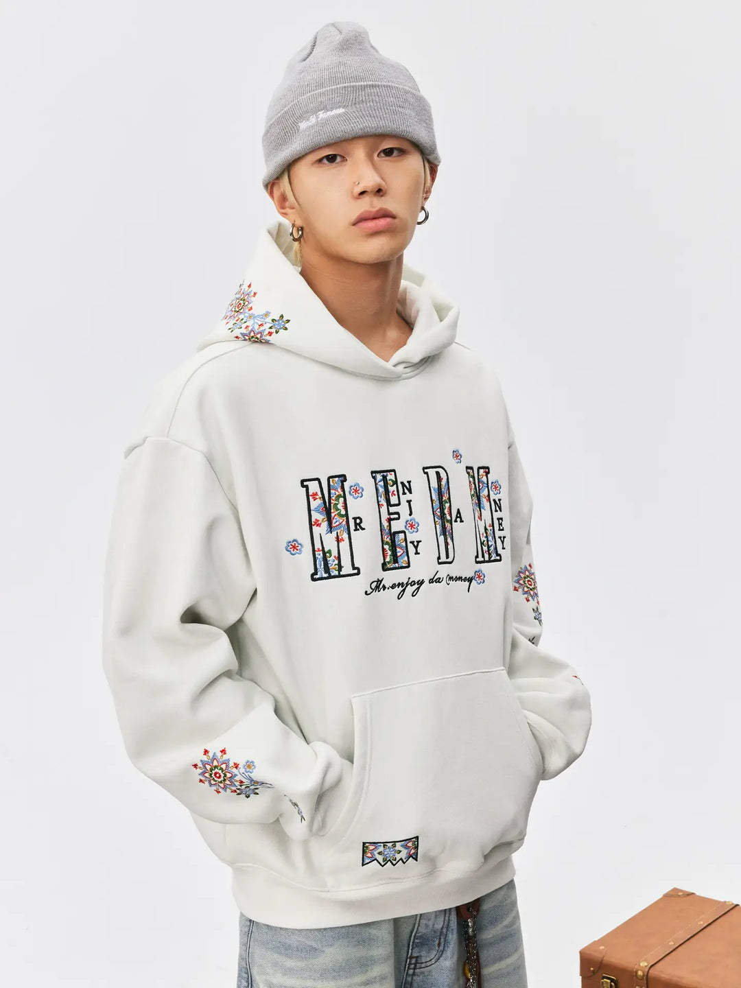 MEDM Ethnic Flower Embroidered Hoodie | Face 3 Face