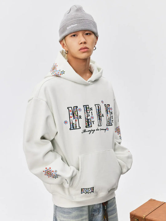 MEDM Ethnic Flower Embroidered Hoodie | Face 3 Face