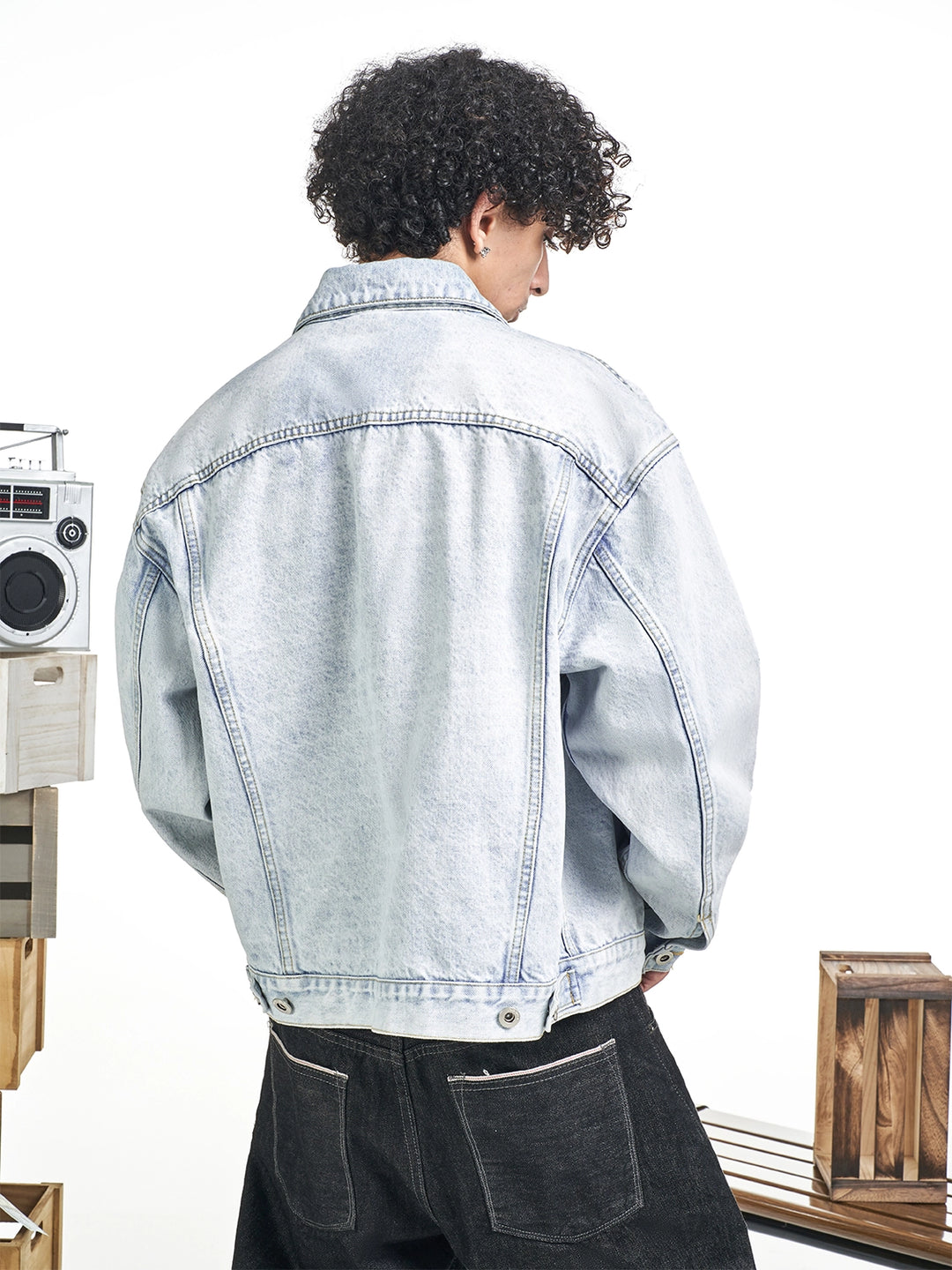 F3F Select Heavily Washed Light Blue Denim Jacket | Face 3 Face