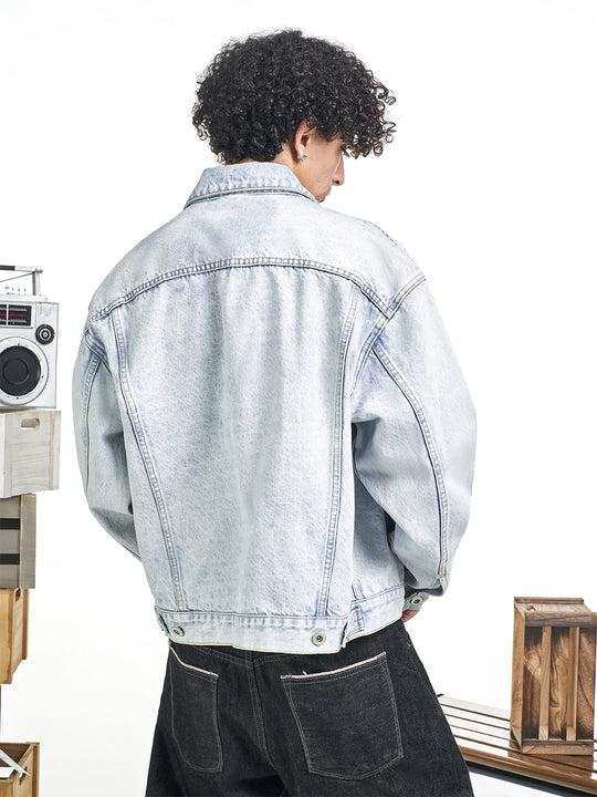 F3F Select Heavily Washed Light Blue Denim Jacket | Face 3 Face