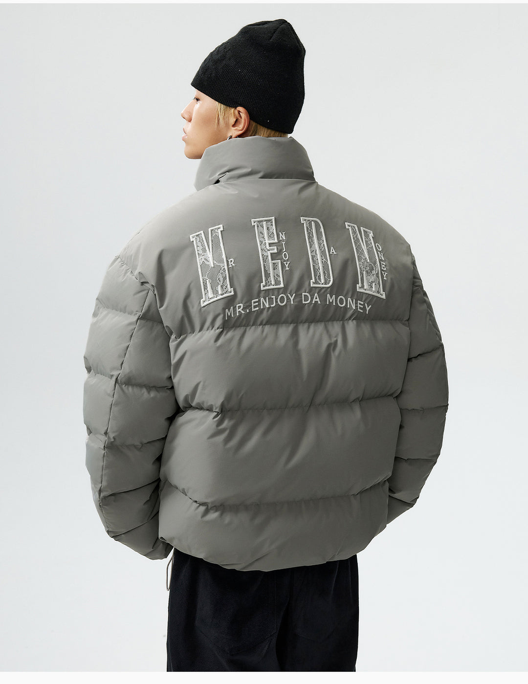 MEDM 3D Embroidered Lace Puffer Jacket | Face 3 Face