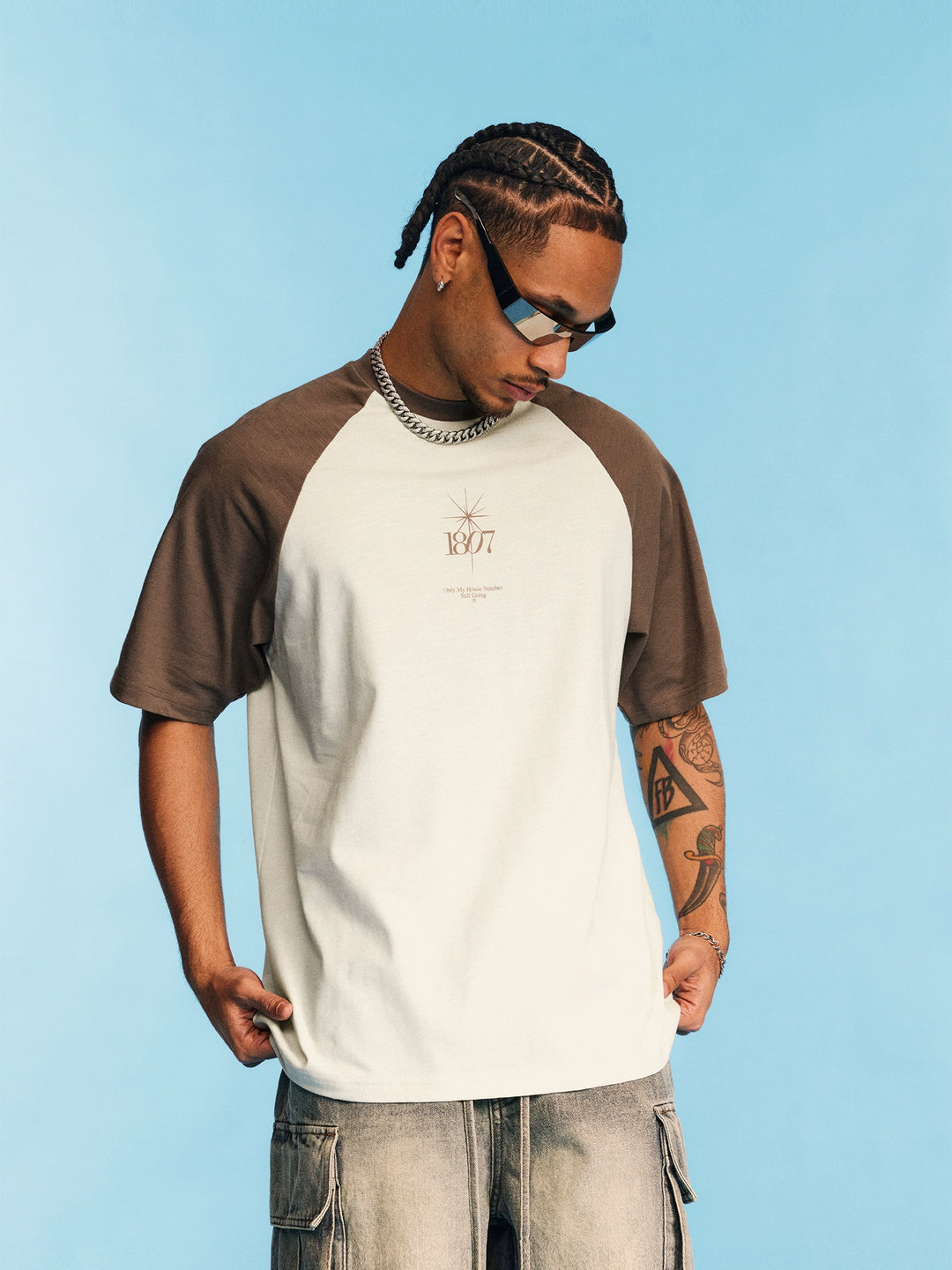 1807 Colorblock Wave Print Raglan Tee | Face 3 Face