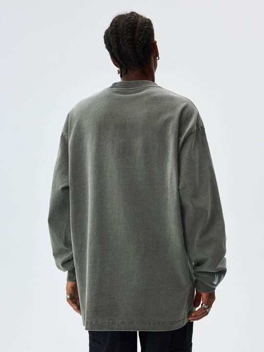 MEDM Flame Bones Graphic Washed Long Sleeve Tee | Face 3 Face