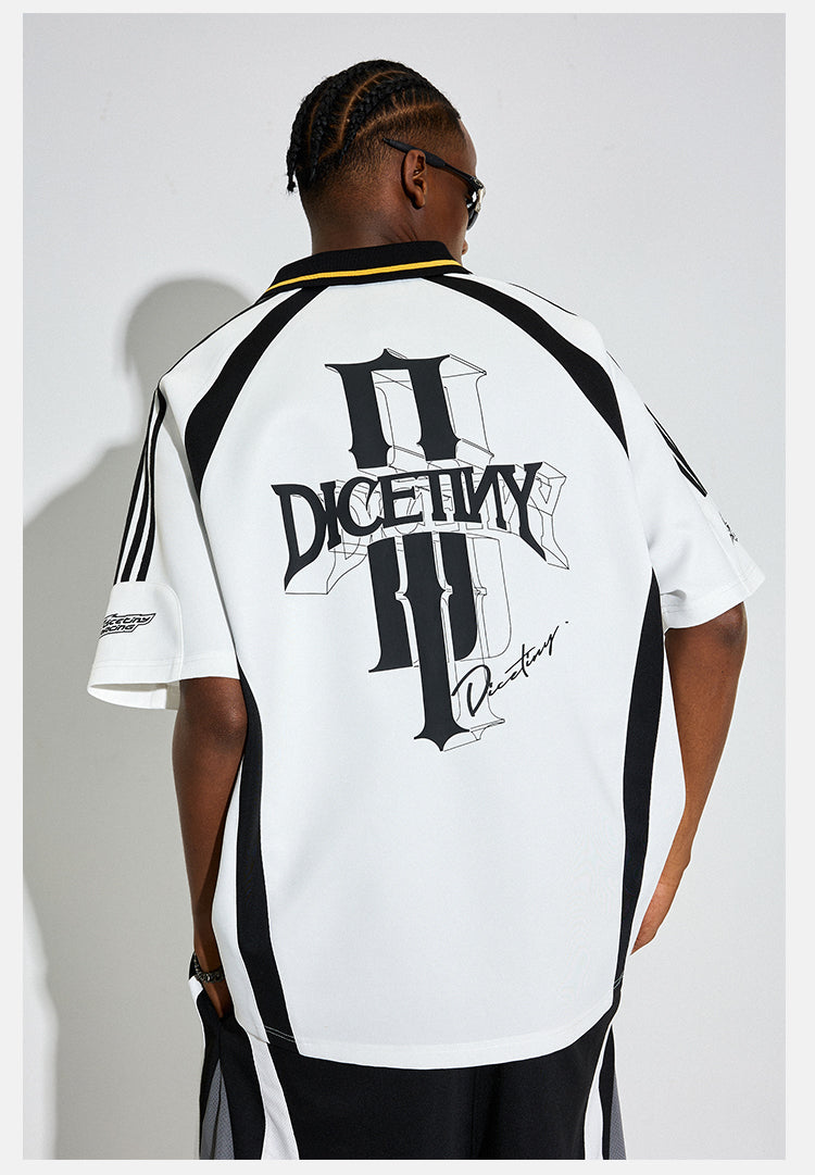 DICETINY Floral Logo Print Soccer Jersey Polo Shirt | Face 3 Face