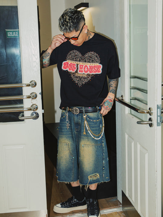 S45 Love Heart Rhinestone Tee | Face 3 Face