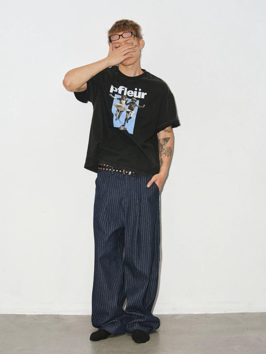 NOVACAM Striped Curved Baggy Jeans | Face 3 Face