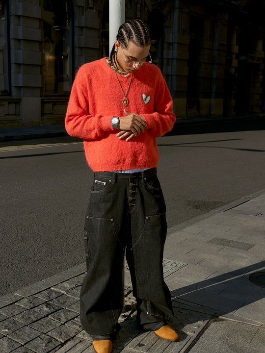 STEEPC Wool Blend Heart Patch Knit Sweater | Face 3 Face