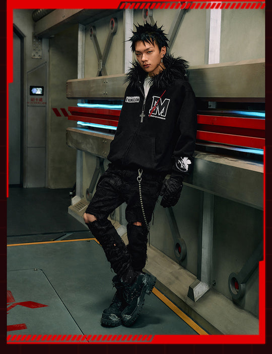 MEDM x EVA Lilith Removable Fur Zip-Up Hoodie | Face 3 Face