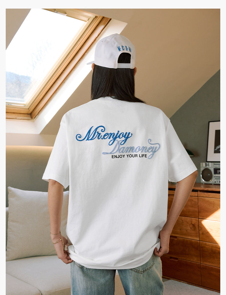 MEDM Fuzzy Embroidered Print Logo Tee | Face 3 Face