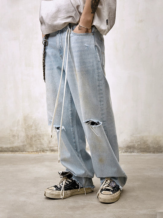 Remedy Back Pocket 3D Design Washed Hole Jeans | Face 3 Face