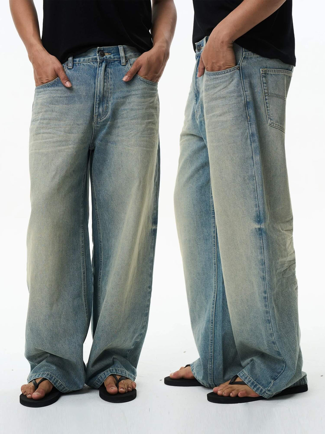 EXITMODE BY BLIND NO PLAN 3D Whisker Washed Baggy Jeans | Face 3 Face
