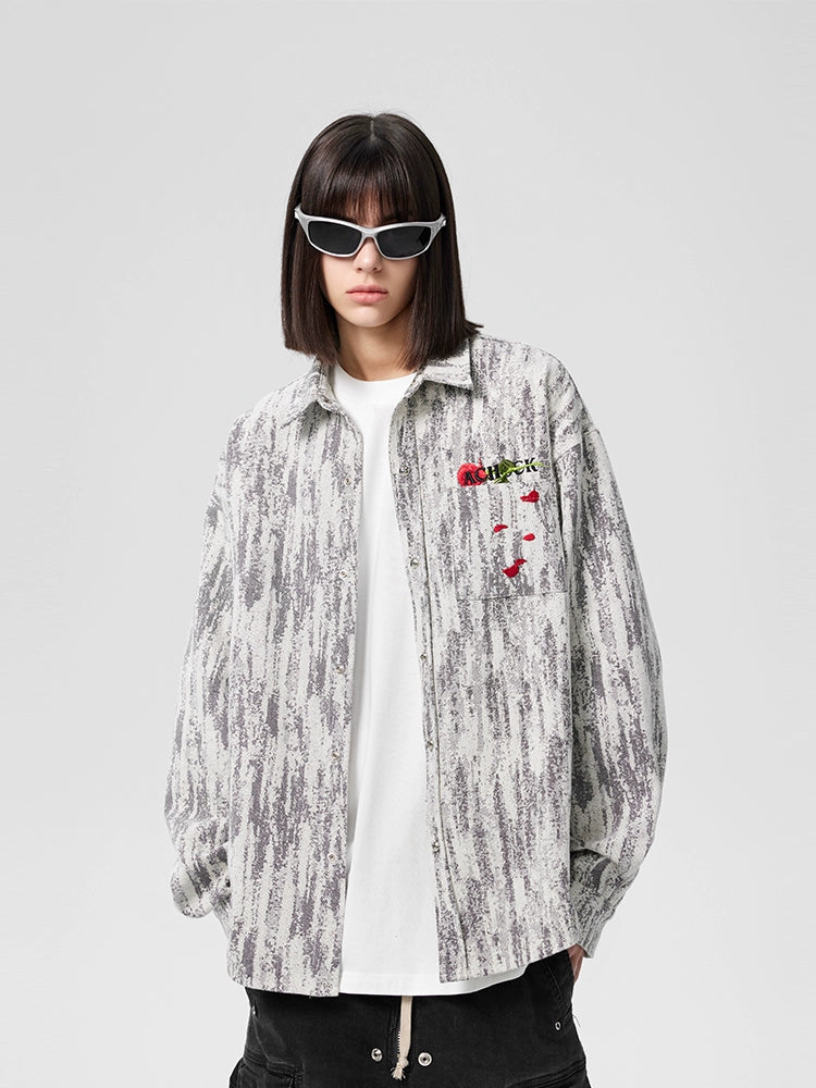 Achock Rose Embroidery Washed Long Sleeved Shirt | Face 3 Face