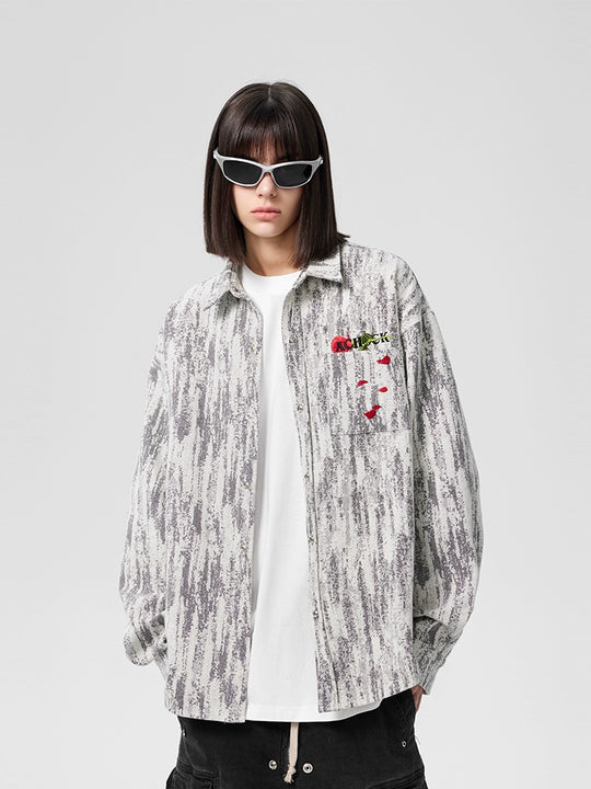 Achock Rose Embroidery Washed Long Sleeved Shirt | Face 3 Face