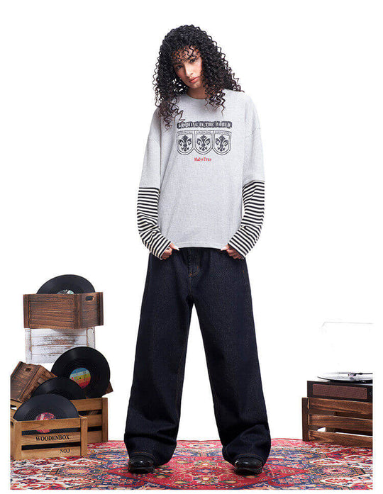 F3F Select Layered Stripe Long Sleeve Waffle Tee | Face 3 Face