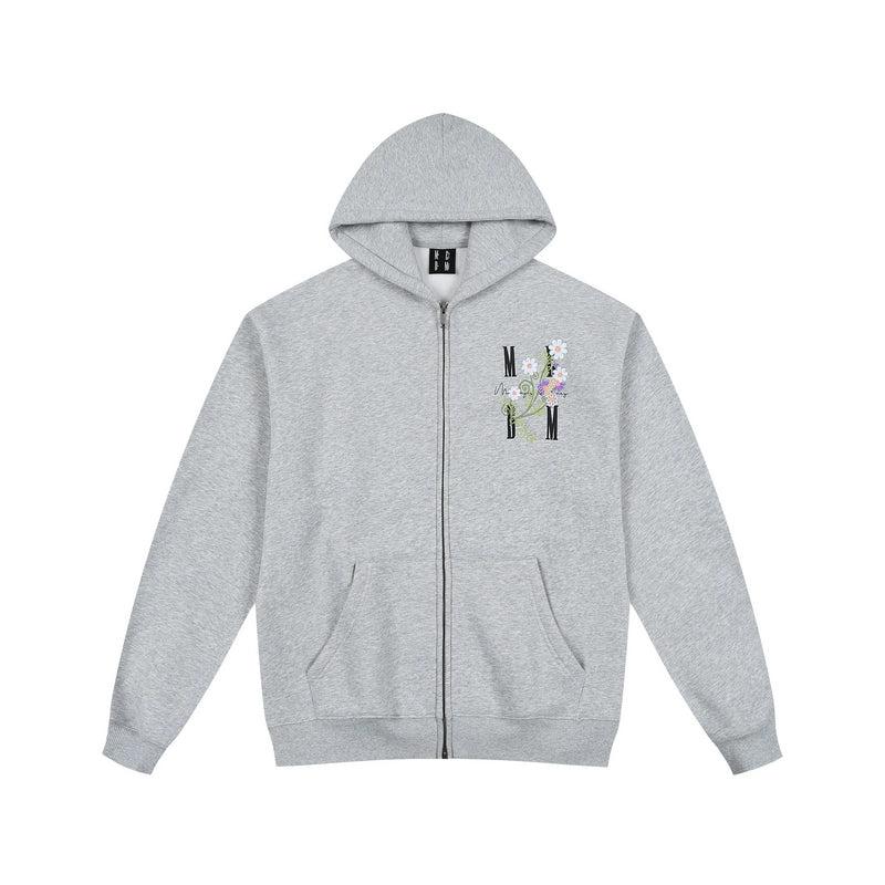 MEDM Floral Logo Embroidered Zip Up Hoodie | Face 3 Face