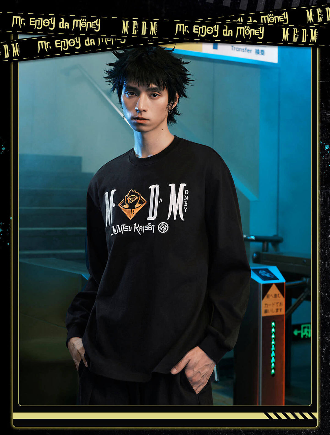 MEDM × Jujutsu Kaisen Character Print Embroidered Long Sleeve Tee | Face 3 Face