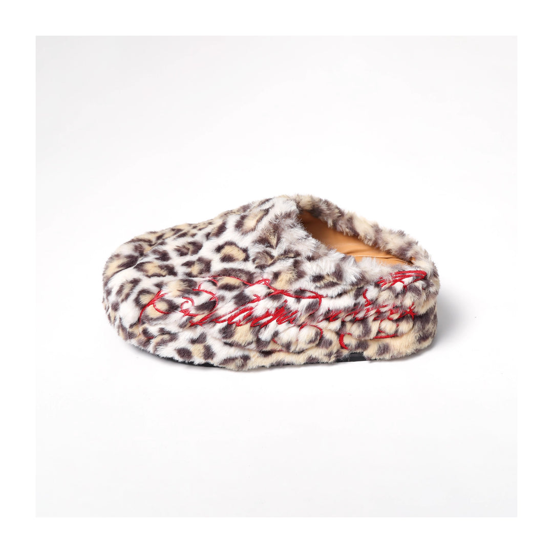 KARMANISTIC Leopard Fur Embroidered Slipper Clogs | Face 3 Face