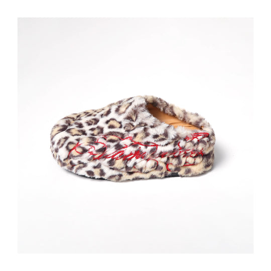 KARMANISTIC Leopard Fur Embroidered Slipper Clogs | Face 3 Face