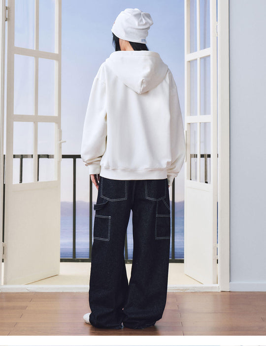 MEDM Dot Pattern Star Patch Studded Zip Up Hoodie | Face 3 Face