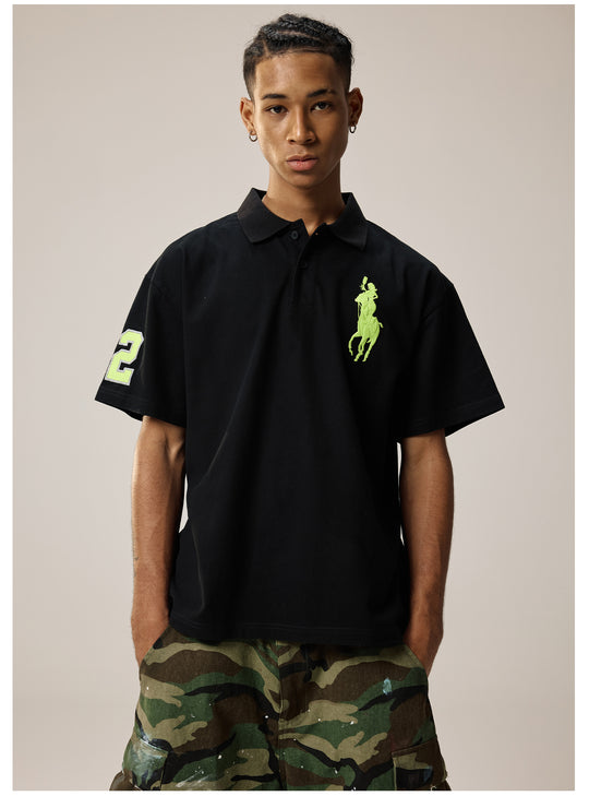 Remedy Cocktail Glass Girl Embroidery Polo Shirt | Face 3 Face