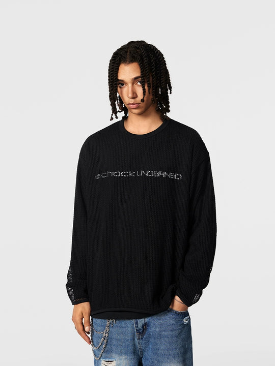 Achock Fake Two Pieces Printed Mesh Long Sleeve Tee | Face 3 Face