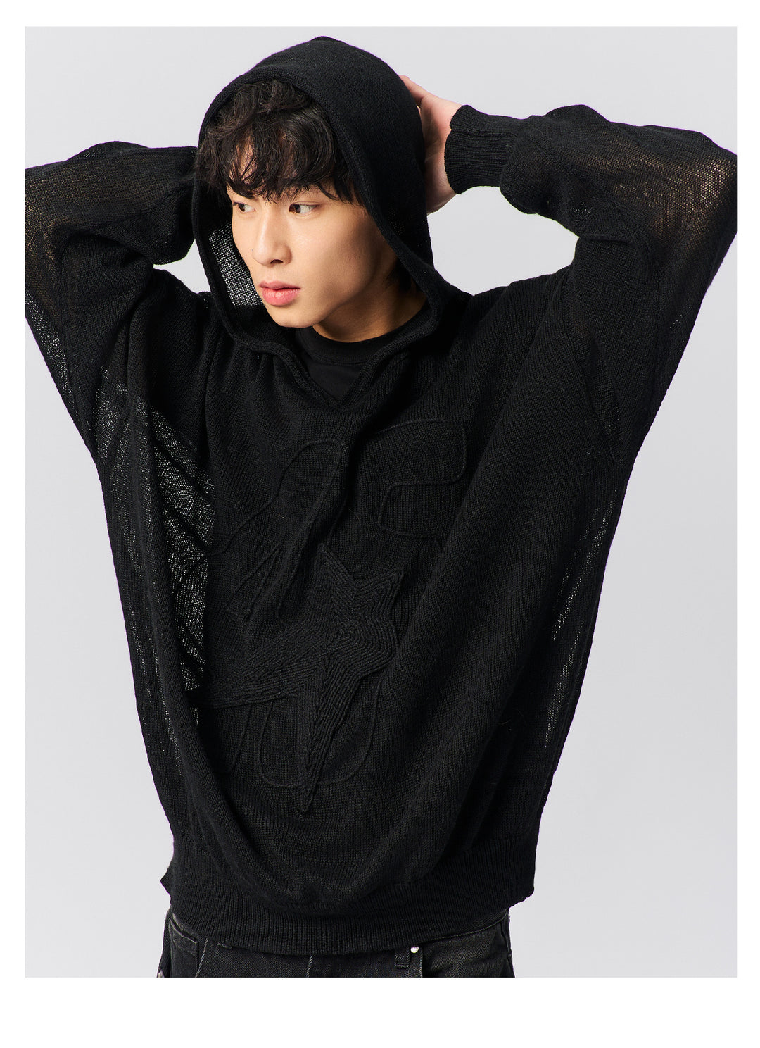 S45 Star Logo Mesh Knit Hoodie | Face 3 Face