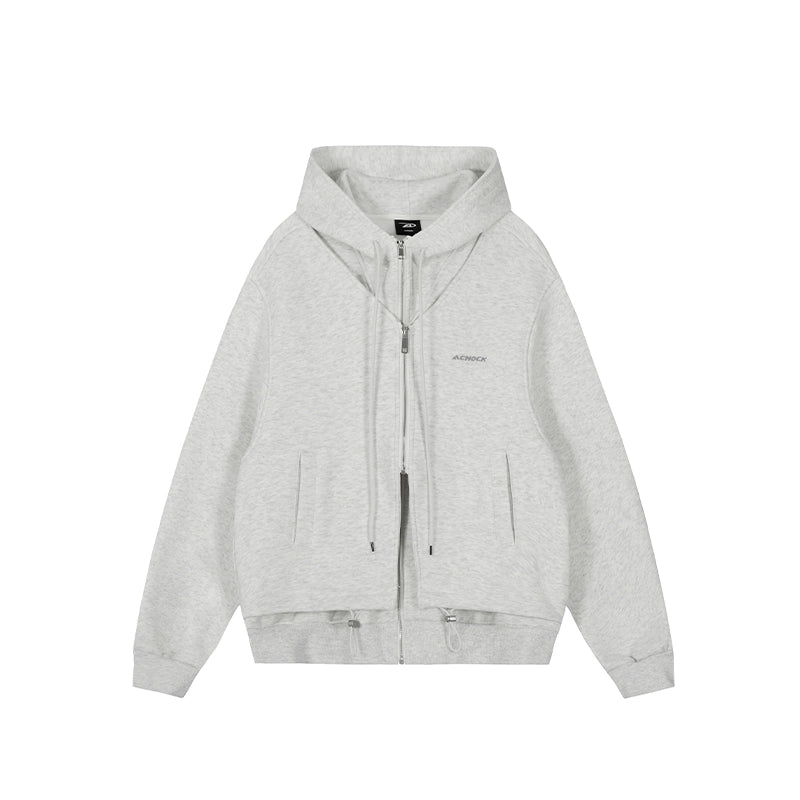 Achock Layered Double Zip Hooded Sweatshirt Jacket | Face 3 Face