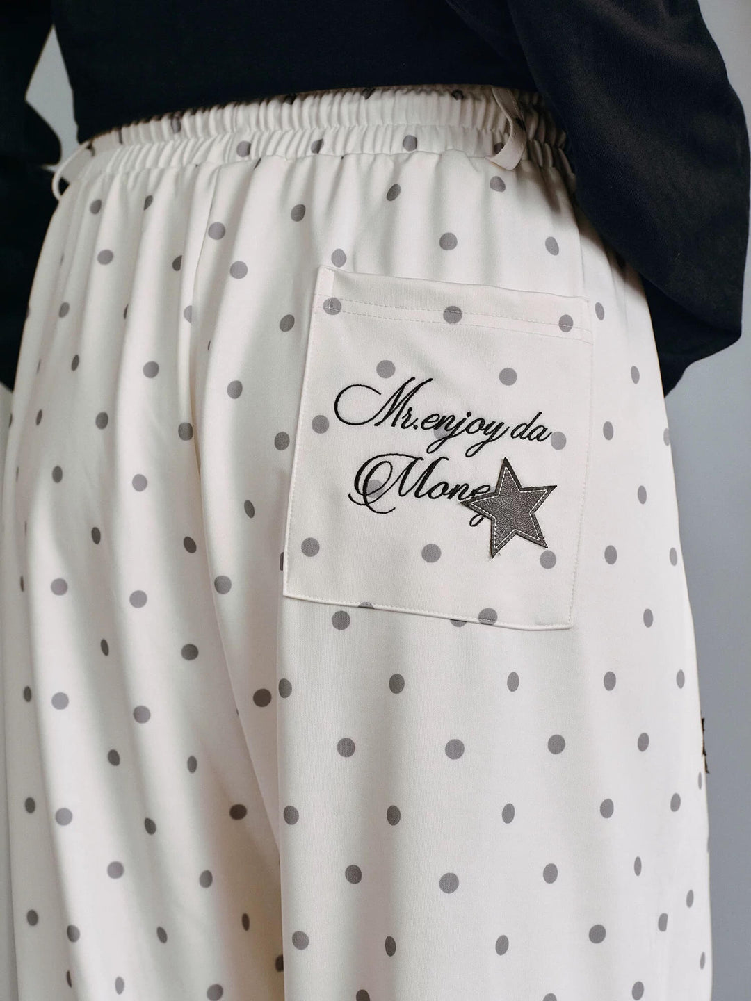 MEDM Polka Dot Print Wide Leg Sweatpants | Face 3 Face