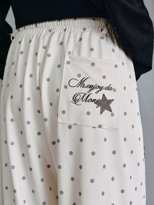 MEDM Polka Dot Print Wide Leg Sweatpants | Face 3 Face
