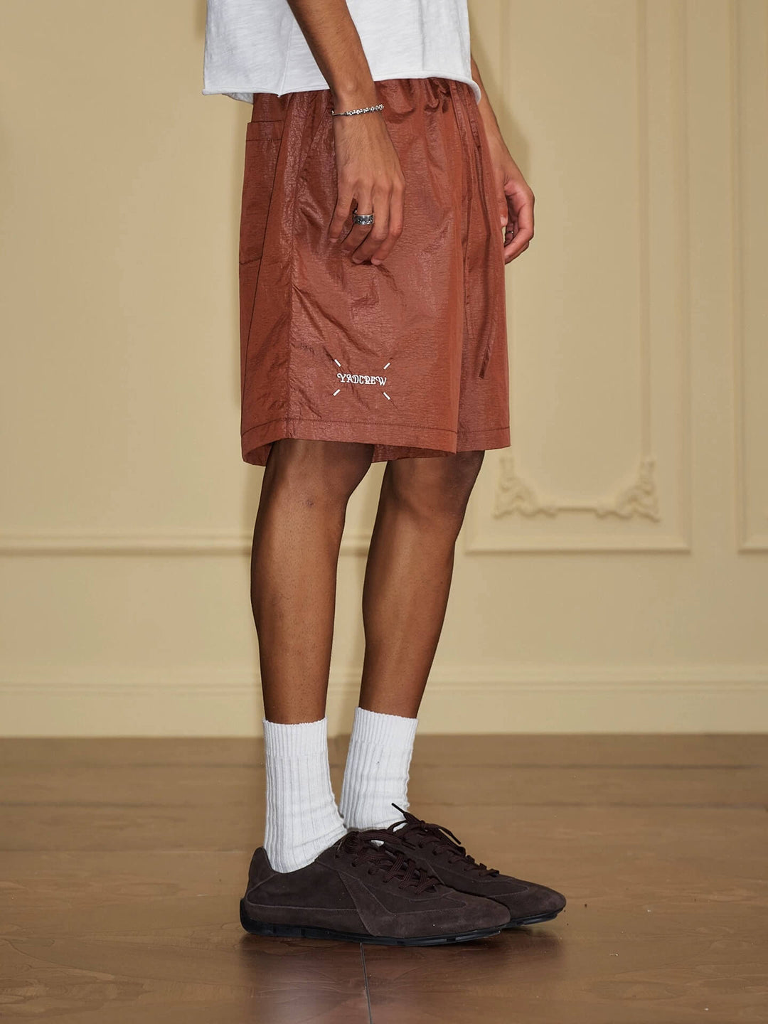 YADcrew Metallic Nylon Quick Dry Shorts | Face 3 Face