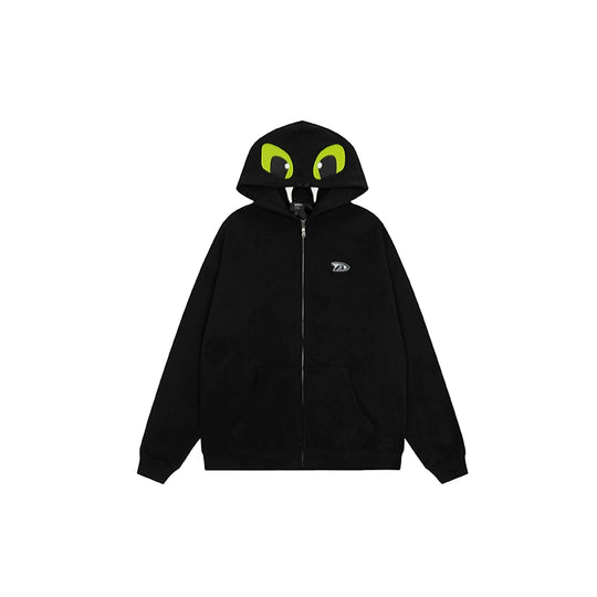 Achock Little Devil Embroidered Plush Zip Up Hoodie | Face 3 Face