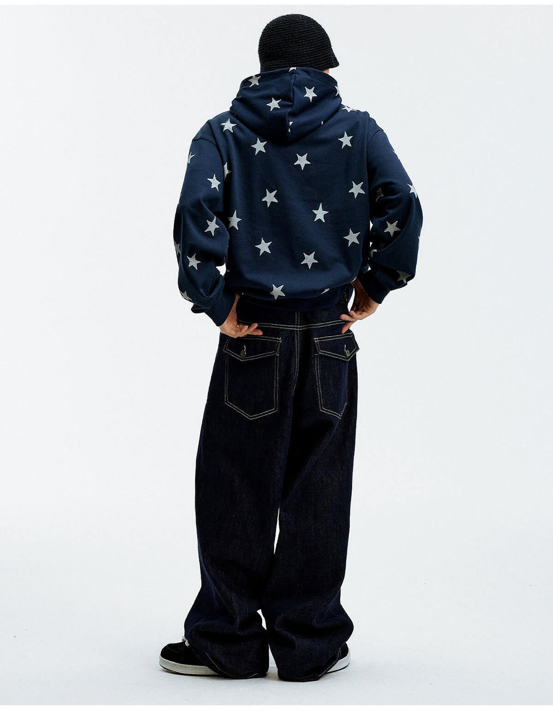 MEDM All Over Star and Graphic Logo Print Hoodie | Face 3 Face