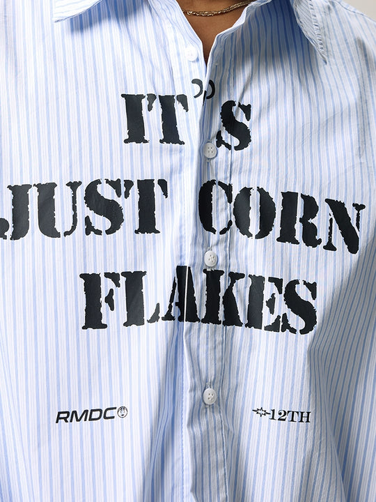 Remedy Letter Print Striped Long Sleeve Shirt | Face 3 Face