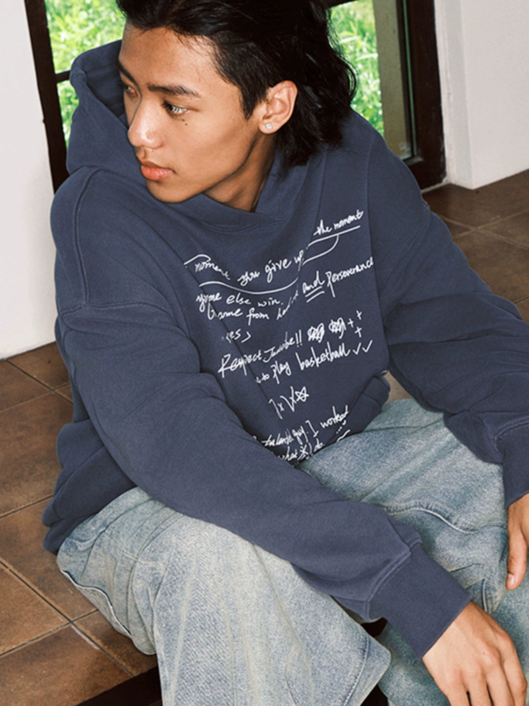 JUST VIBE Letter Print Hoodie | Face 3 Face