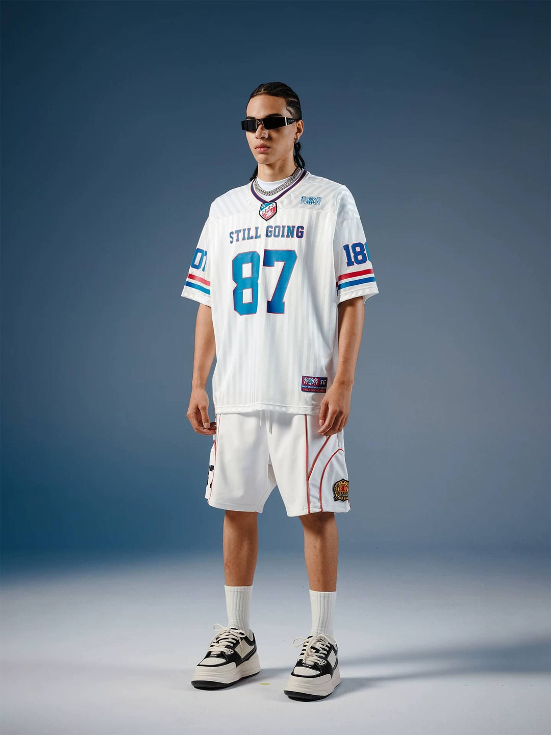 1807 Number Print Striped Short Sleeve Hockey Jersey | Face 3 Face