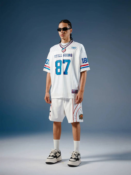 1807 Number Print Striped Short Sleeve Hockey Jersey | Face 3 Face
