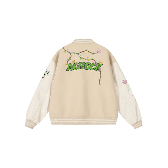 Baseball Jacket | Achock Flower Vine Embroidered Baseball Jacket | Face 3 Face