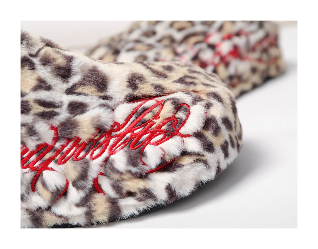 KARMANISTIC Leopard Fur Embroidered Slipper Clogs | Face 3 Face