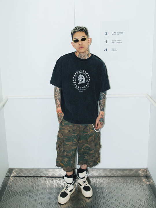 S45 War Horse Medal Curled Old Damage Tee | Face 3 Face