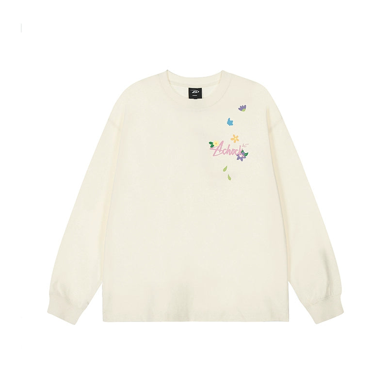 Achock Small Flower Logo Print Long Sleeve Tee | Face 3 Face