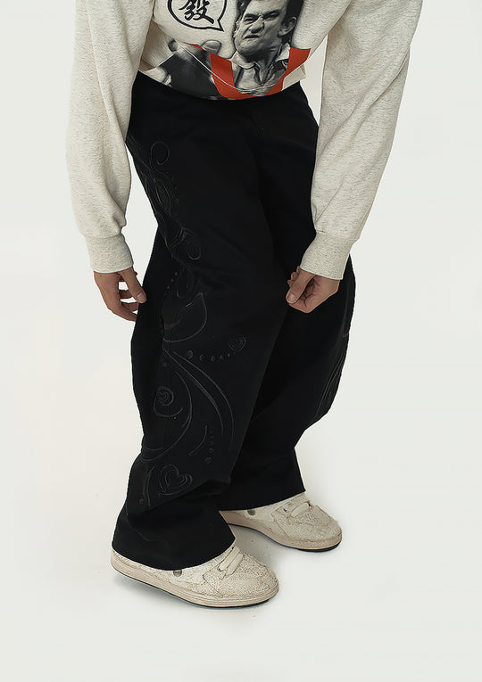 EVILKNIGHT(EK) Love Embroidered Casual Wide Pants | Face 3 Face