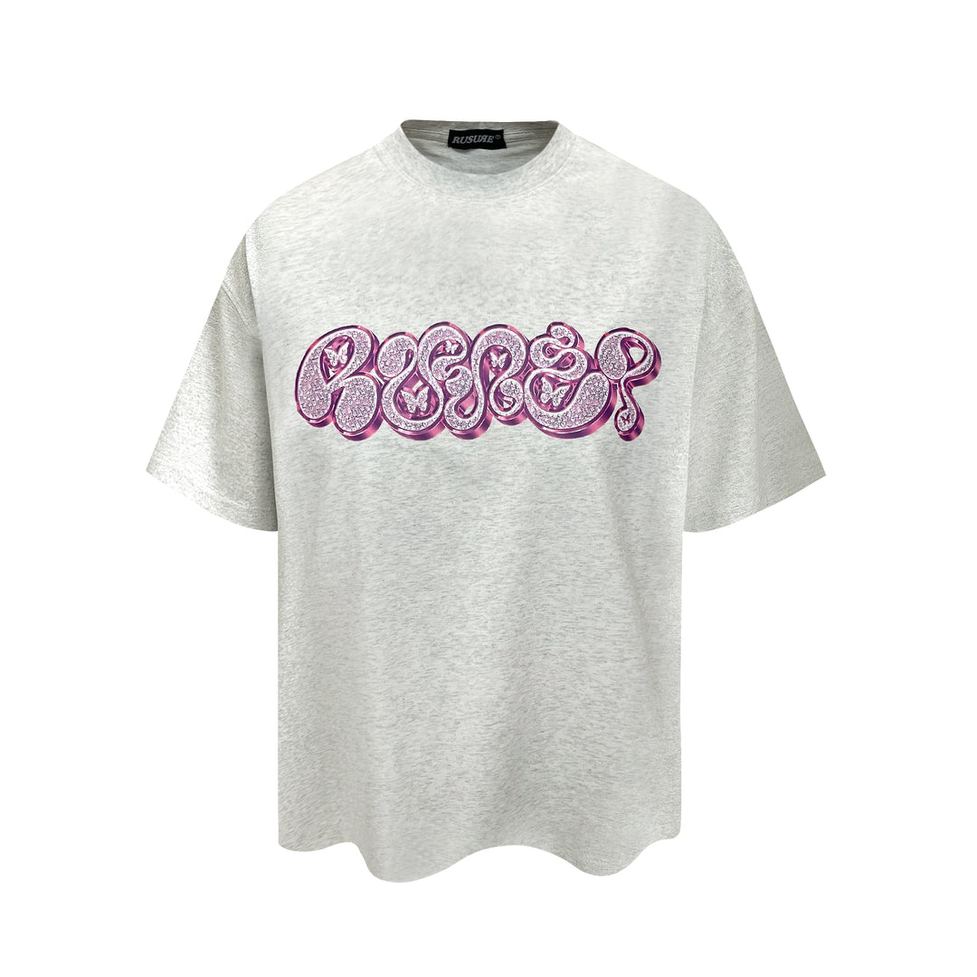 RUSURE Rhinestone Print Graphic Logo Tee | Face 3 Face