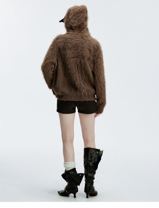 MEDM Mohair Hooded Zip Up Jacket | Face 3 Face